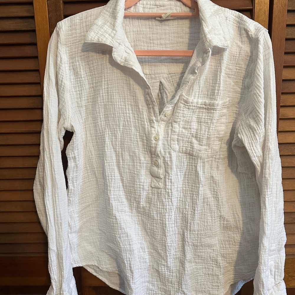 ANA 100 percent cotton White Long Sleeve Button-Up Shirt size M